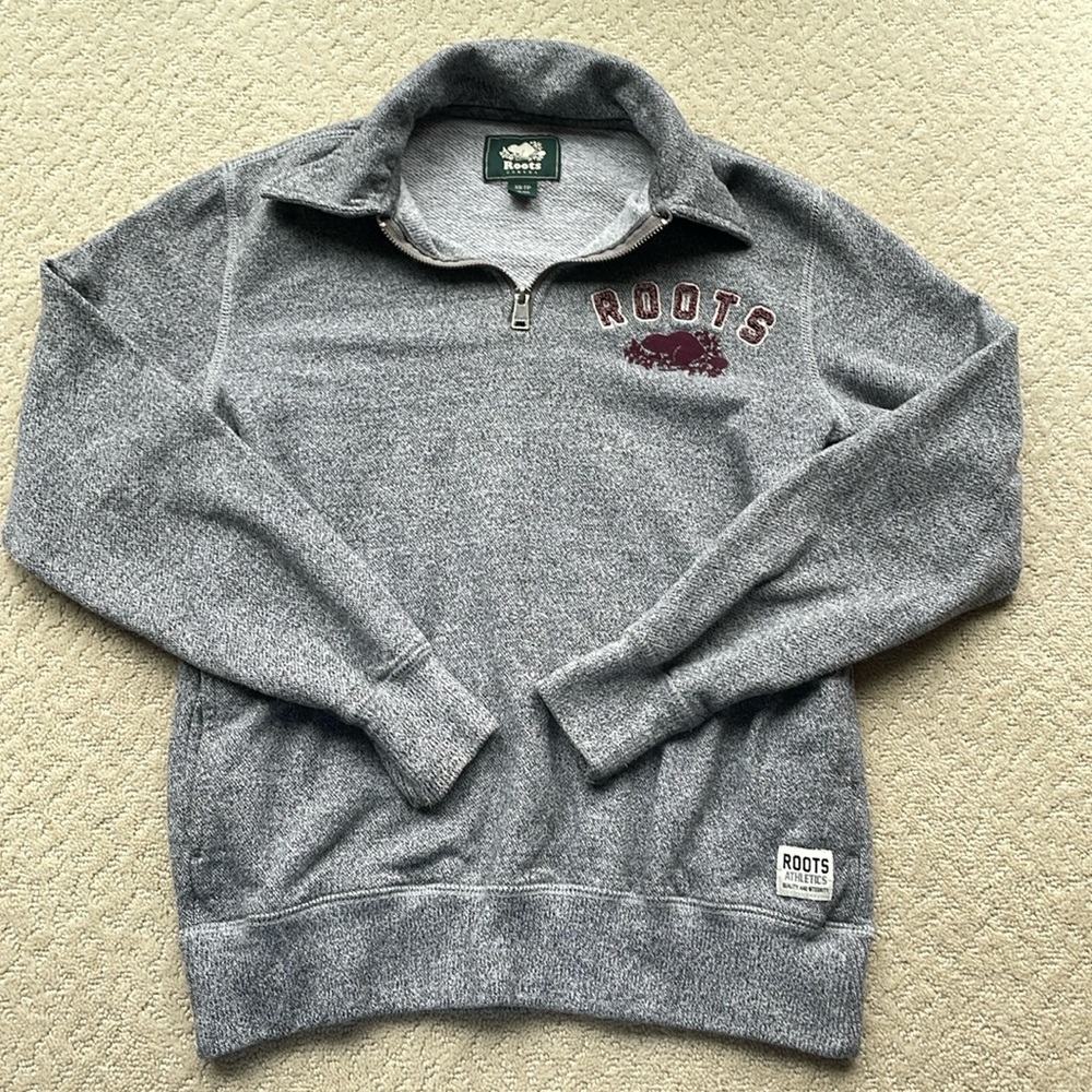 Roots gray quarter zip size women XS
